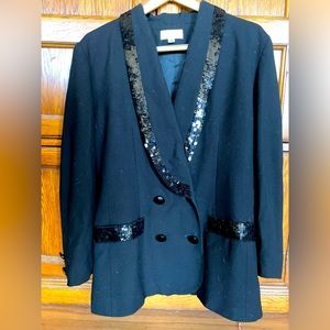 Women’s Black Sequined Tuxedo Suit With Skirt